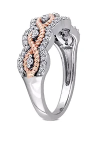 1/4 ct. t.w. Diamond Braided Ring 10k 2 Tone Rose and White Gold