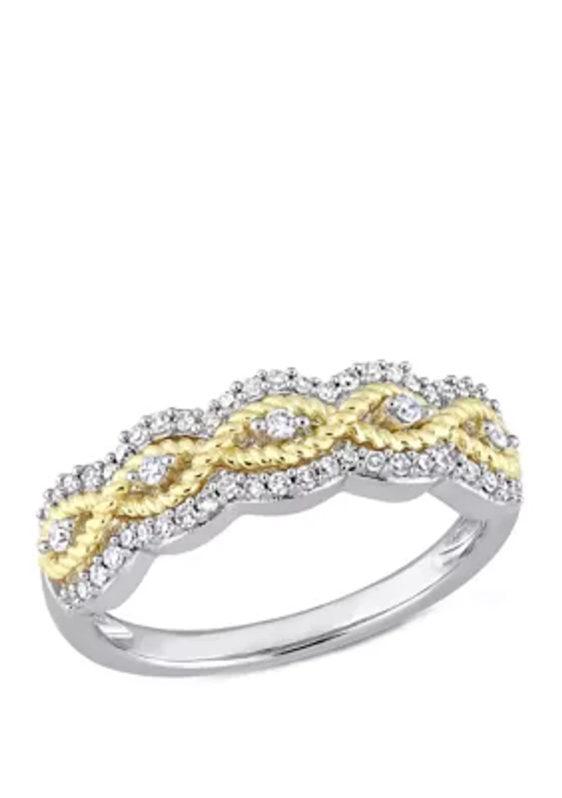 1/4 ct. t.w. Diamond Braided Ring 2 Tone 10k Yellow and White Gold