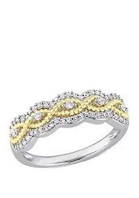 1/4 ct. t.w. Diamond Braided Ring 2 Tone 10k Yellow and White Gold