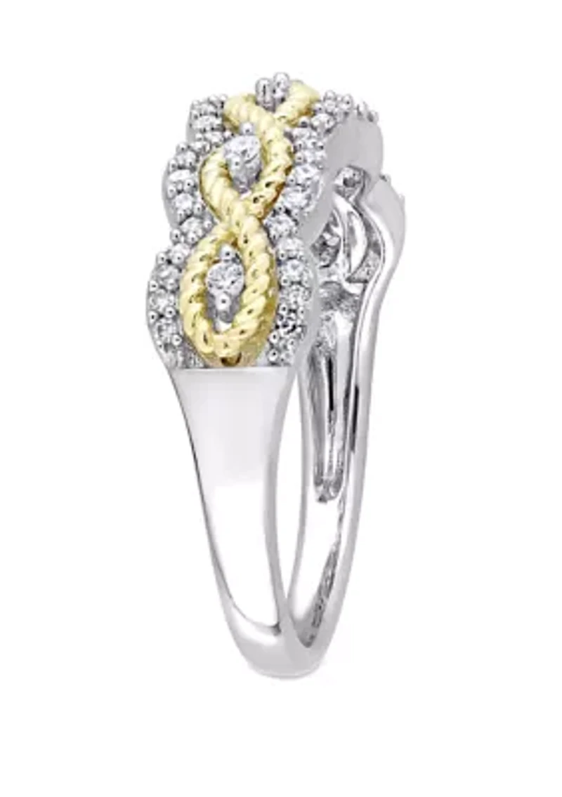 1/4 ct. t.w. Diamond Braided Ring 2 Tone 10k Yellow and White Gold