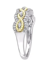 1/4 ct. t.w. Diamond Braided Ring 2 Tone 10k Yellow and White Gold
