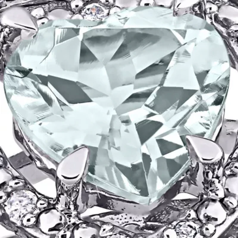 1 1/2 ct. t.w. Aquamarine and 1/5 Diamond Halo Heart Ring