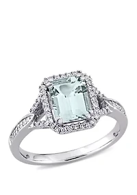 1 7/8 ct. t.w. Aquamarine and 1/5 Diamond Rectangle Ring