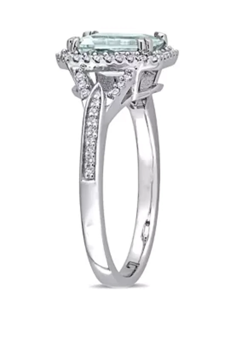1 7/8 ct. t.w. Aquamarine and 1/5 Diamond Rectangle Ring