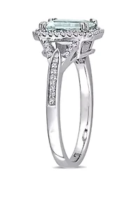 1 7/8 ct. t.w. Aquamarine and 1/5 Diamond Rectangle Ring