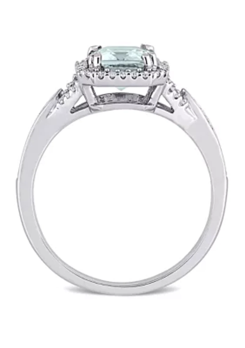 1 7/8 ct. t.w. Aquamarine and 1/5 Diamond Rectangle Ring