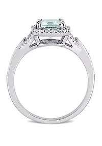 1 7/8 ct. t.w. Aquamarine and 1/5 Diamond Rectangle Ring