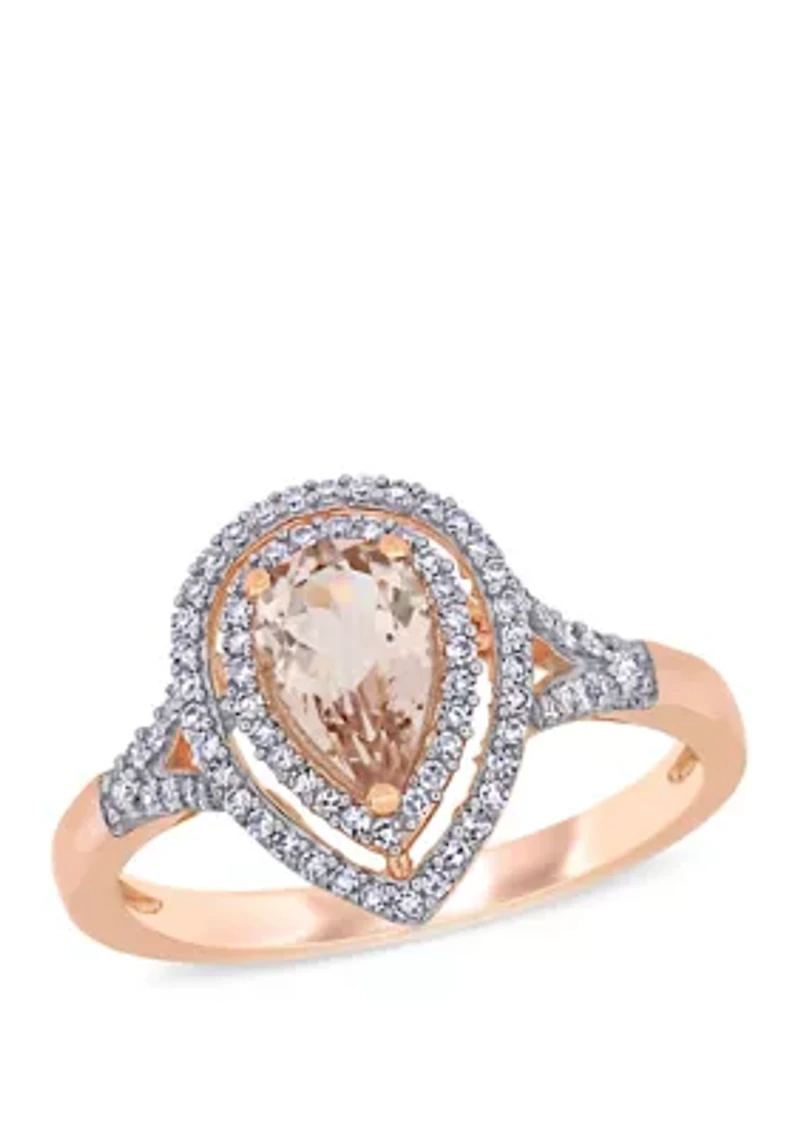 5/8 ct. t.w. Morganite and 1/4 Diamond Halo Ring