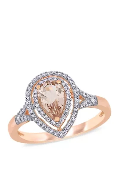 5/8 ct. t.w. Morganite and 1/4 Diamond Halo Ring