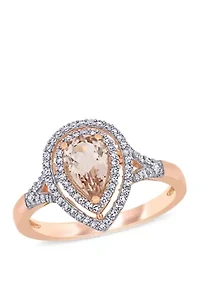 5/8 ct. t.w. Morganite and 1/4 Diamond Halo Ring
