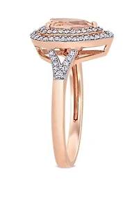 5/8 ct. t.w. Morganite and 1/4 Diamond Halo Ring