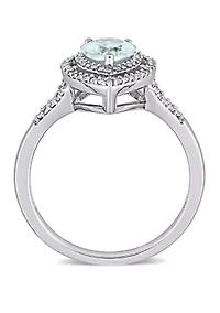 1.2 ct. t.w. Aquamarine and 1/4 Diamond Halo Ring