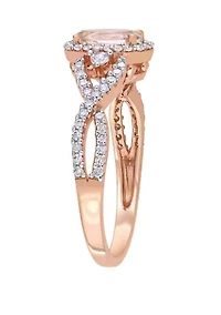 5/8 ct. t.w. Morganite, 1/10 White Sapphire, 1/3 Diamond Halo Twist Ring