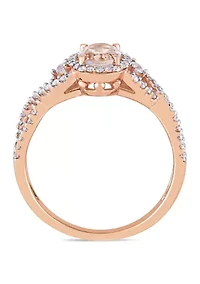 5/8 ct. t.w. Morganite, 1/10 White Sapphire, 1/3 Diamond Halo Twist Ring