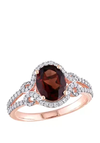 2.1 ct. t.w. Garnet, 1/3 Diamond Halo Split Shank Ring