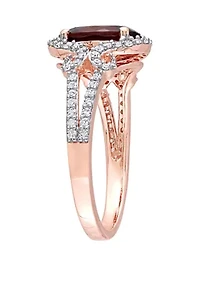 2.1 ct. t.w. Garnet, 1/3 Diamond Halo Split Shank Ring