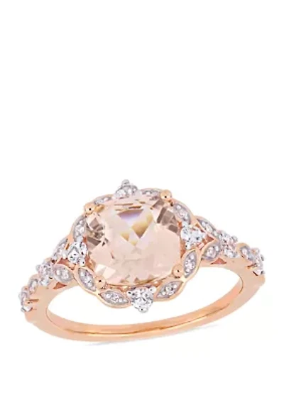 2 ct. t.w. Morganite, 2/5 White Sapphire, 1/10 Diamond Accent Vintage Ring