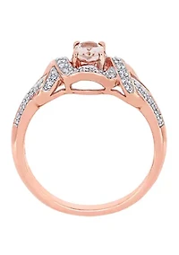 1.14 ct. t.w. Morganite, 1/10 Diamond Interlaced Halo Ring