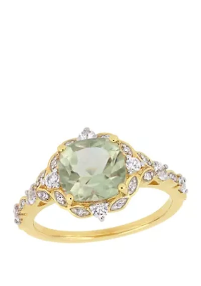 2 ct. t.w. Green Amethyst, 2/5 White Sapphire, 1/10 Diamond Accent Vintage Ring
