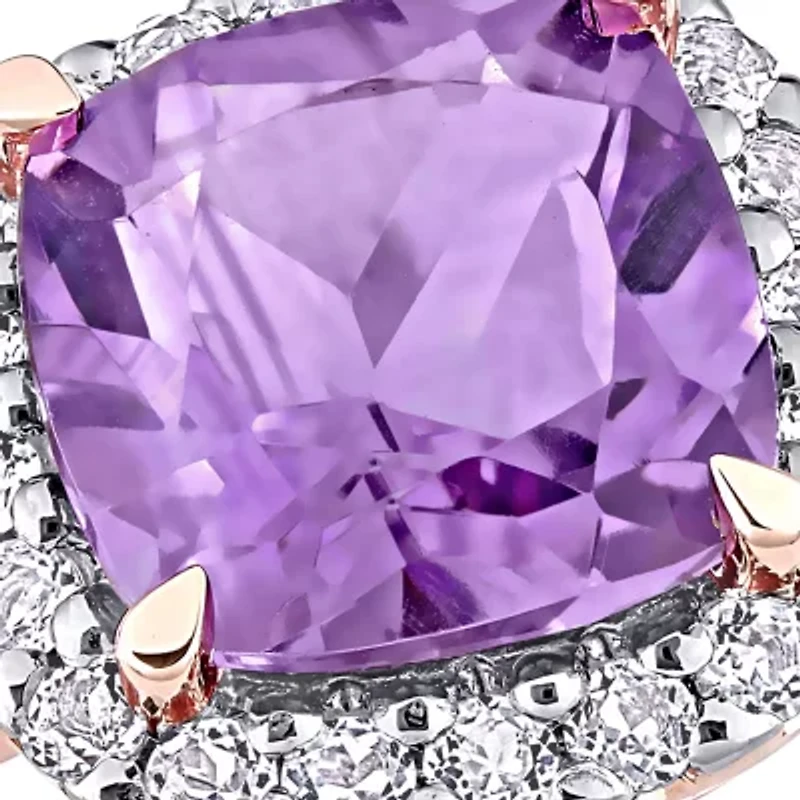 1.75 ct. t.w. Amethyst, 1 White Topaz Halo Ring