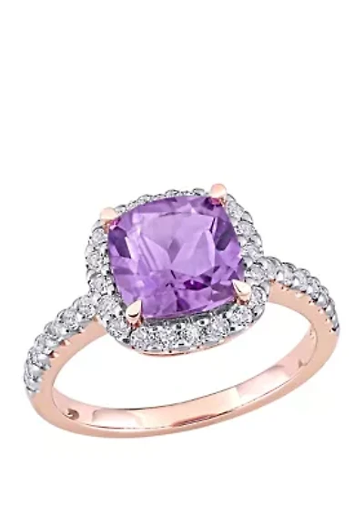 1.75 ct. t.w. Amethyst, 1 White Topaz Halo Ring