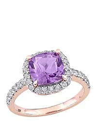 1.75 ct. t.w. Amethyst, 1 White Topaz Halo Ring