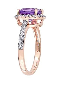 1.75 ct. t.w. Amethyst, 1 White Topaz Halo Ring