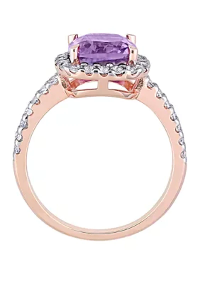 1.75 ct. t.w. Amethyst, 1 White Topaz Halo Ring