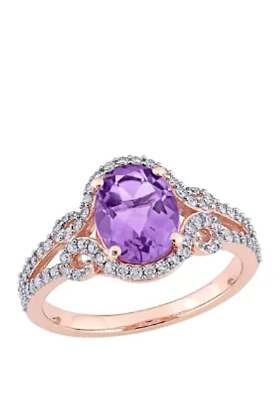 2 ct. t.w. Amethyst, 1/3 Diamond Halo Split Shank Ring