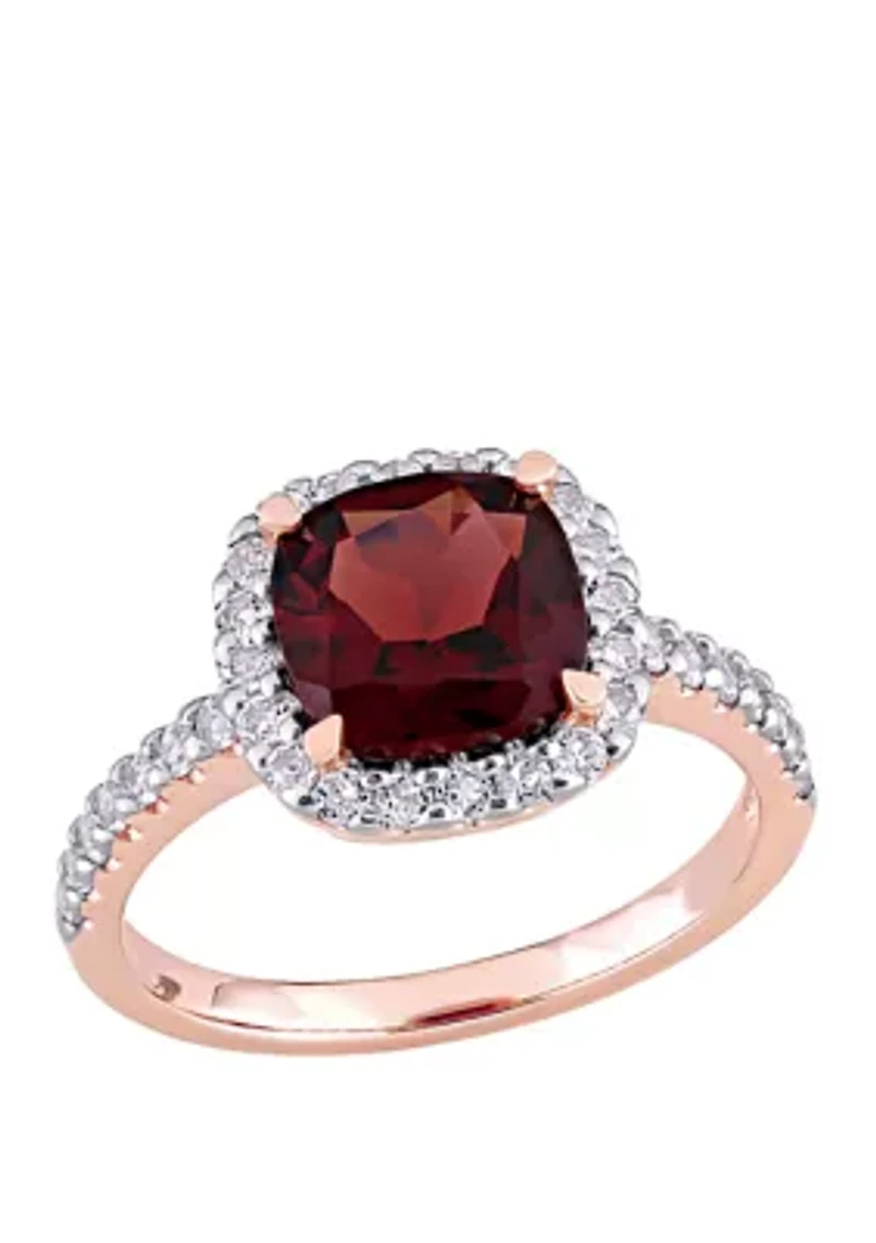 3.1 ct. t.w. Garnet, 1 White Topaz Halo Ring
