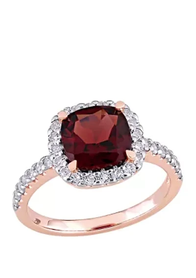 3.1 ct. t.w. Garnet, 1 White Topaz Halo Ring