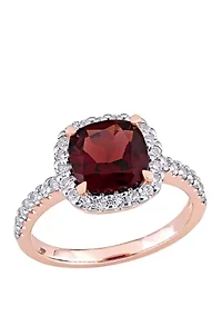 3.1 ct. t.w. Garnet, 1 White Topaz Halo Ring