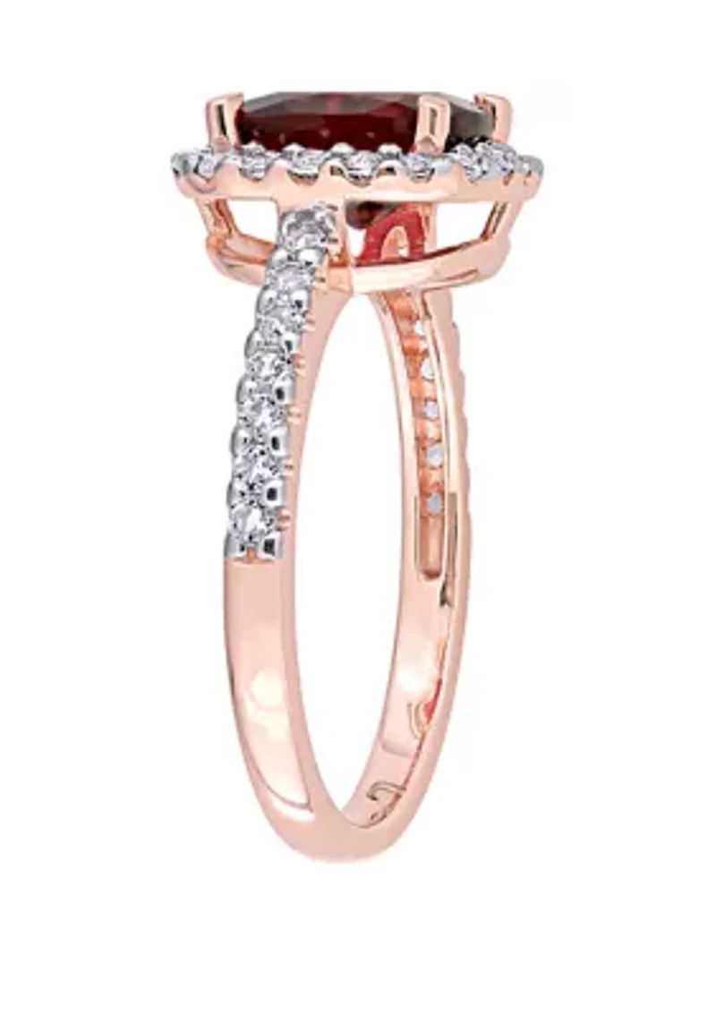3.1 ct. t.w. Garnet, 1 White Topaz Halo Ring