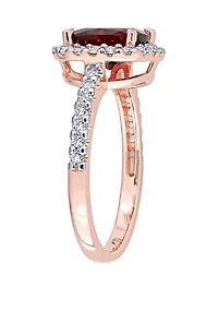 3.1 ct. t.w. Garnet, 1 White Topaz Halo Ring