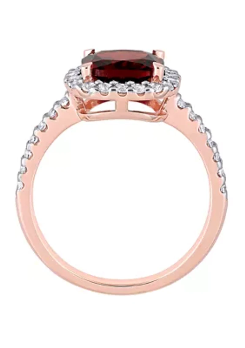 3.1 ct. t.w. Garnet, 1 White Topaz Halo Ring