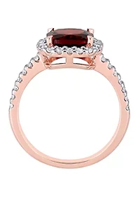 3.1 ct. t.w. Garnet, 1 White Topaz Halo Ring