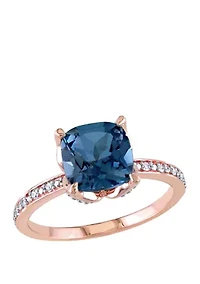 2.63 ct. t.w. Blue Topaz, 1/10 Diamond Accent Ring