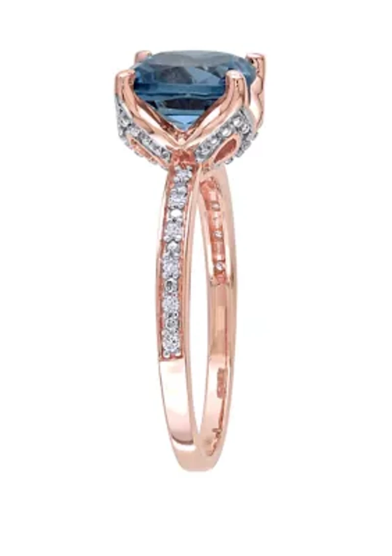 2.63 ct. t.w. Blue Topaz, 1/10 Diamond Accent Ring