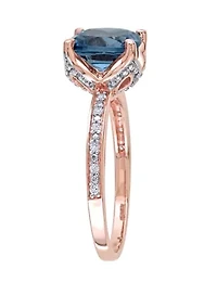 2.63 ct. t.w. Blue Topaz, 1/10 Diamond Accent Ring