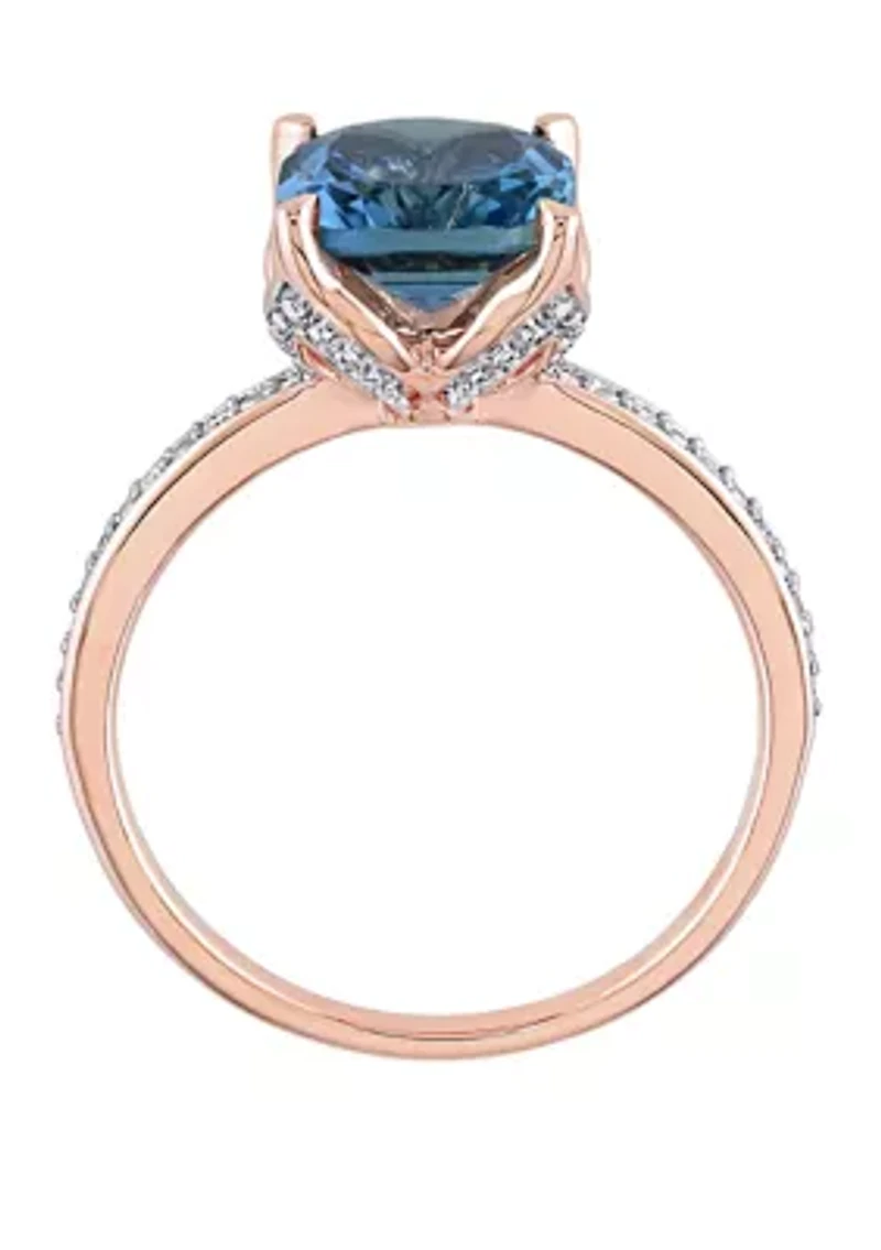 2.63 ct. t.w. Blue Topaz, 1/10 Diamond Accent Ring