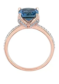 2.63 ct. t.w. Blue Topaz, 1/10 Diamond Accent Ring