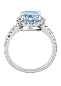 2.5 ct. t.w. Blue Topaz, 1 White Topaz Halo Ring