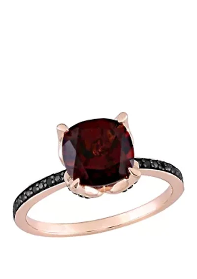 3.1 ct. t.w. Garnet, 1/10 Black Diamond Accent Ring