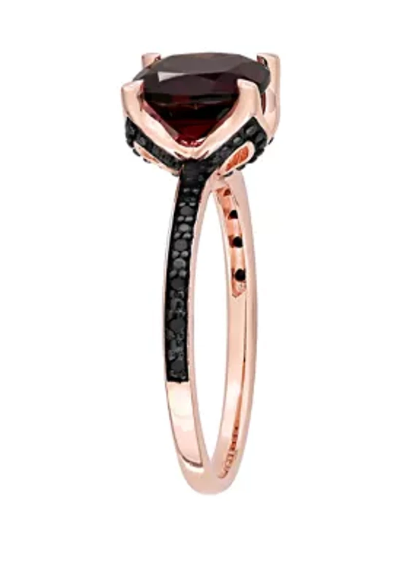 3.1 ct. t.w. Garnet, 1/10 Black Diamond Accent Ring