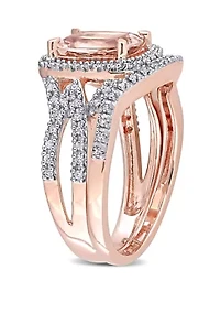 2 Piece 1.33 ct. t.w. Morganite and 1/4 Diamond Crossover Bridal Ring Set 10k Rose Gold