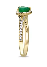 5/8 ct. t.w. Emerald and 1/4 Diamond Halo Heart Ring 14k Yellow Gold