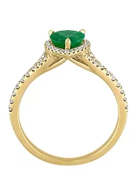 5/8 ct. t.w. Emerald and 1/4 Diamond Halo Heart Ring 14k Yellow Gold