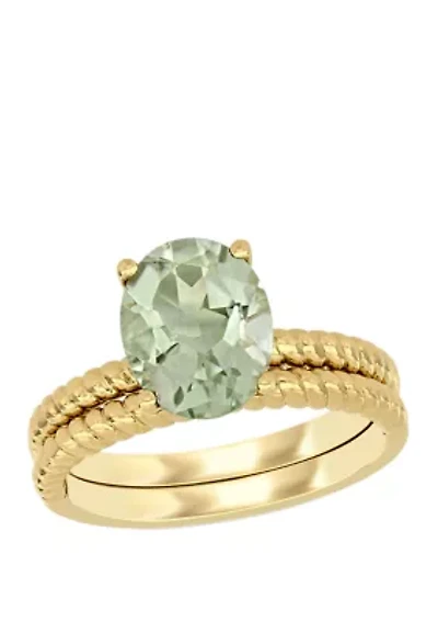 2 Piece 2.33 ct. t.w. Green Amethyst Twist Bridal Ring Set 14k Yellow Gold
