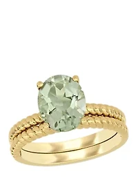 2 Piece 2.33 ct. t.w. Green Amethyst Twist Bridal Ring Set 14k Yellow Gold