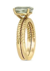 2 Piece 2.33 ct. t.w. Green Amethyst Twist Bridal Ring Set 14k Yellow Gold